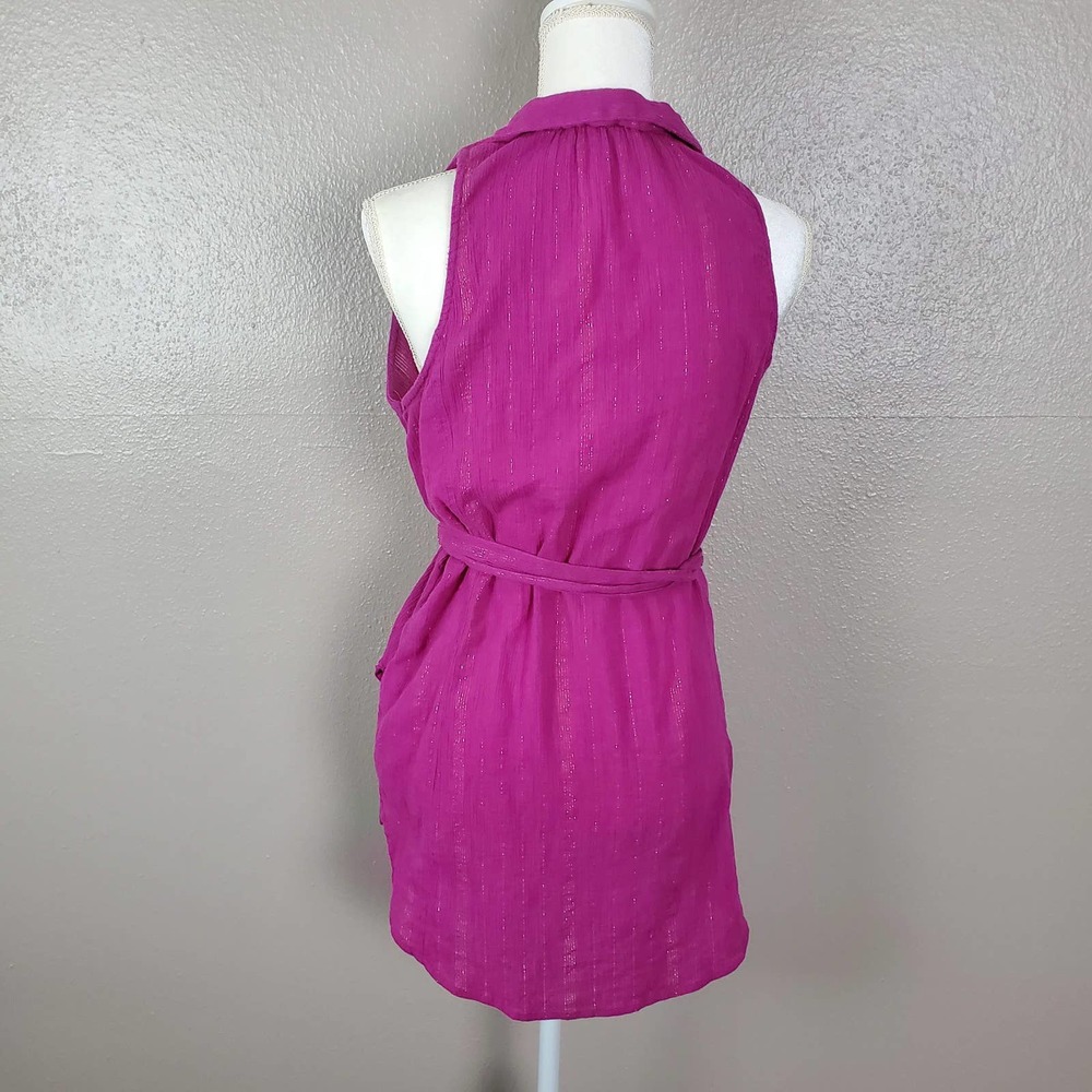 Anthropologie Maeve Fuchsia Sparkly Gauze Tunic S - Picture 3 of 9